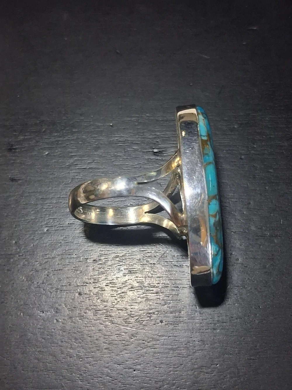 Blue Copper Turquoise Sterling Silver Ring Size 7 Stamped 925 Southwestern Chic